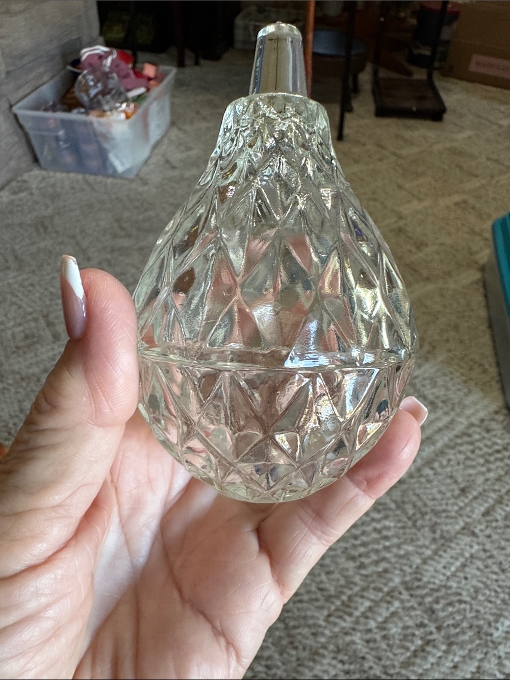 Vintage Clear Diamond-Cut Glass Decorative piece - Transparent